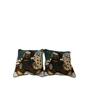 Christmas Bears Tree 2 green toss pillows 12"x12"‎
